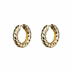 Oliver Bonas Adorn Adelaide Chunky Twist Gold Plate Brass Hoop Earrings