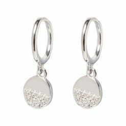 Oliver Bonas Silver Tone Linnea Stone Detail Semi Circle Drop Earrings