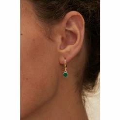 Oliver Bonas Alula Round Green Onyx Drop Gold Plated Huggie Earrings -Default Template 2 unnamed file 372