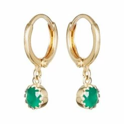 Oliver Bonas Alula Round Green Onyx Drop Gold Plated Huggie Earrings -Default Template 2 unnamed file 374