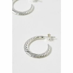 Oliver Bonas Silver Delta Twist Curve Silver Hoop Earrings Large -Default Template 2 unnamed file 377