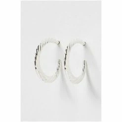 Oliver Bonas Silver Delta Twist Curve Silver Hoop Earrings Large -Default Template 2 unnamed file 379