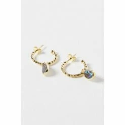 Oliver Bonas Grey Blythe Pebble Charm Paua Shell Gold Plated Hoop Earrings 6 Oliver Bonas Grey Blythe Pebble Charm Paua Shell Gold Plated Hoop Earrings -Default Template 2 unnamed file 384