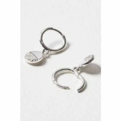 Oliver Bonas Silver Tone Linnea Stone Detail Semi Circle Drop Earrings -Default Template 2 unnamed file 39