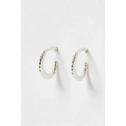 Oliver Bonas Silver Aqua Twist Curve Silver Hoop Earrings -Default Template 2 unnamed file 398