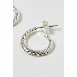 Oliver Bonas Silver Aqua Twist Curve Silver Hoop Earrings -Default Template 2 unnamed file 399