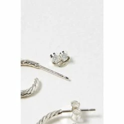 Oliver Bonas Silver Aqua Twist Curve Silver Hoop Earrings -Default Template 2 unnamed file 400