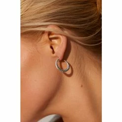 Oliver Bonas Silver Aqua Twist Curve Silver Hoop Earrings -Default Template 2 unnamed file 401