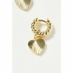 Oliver Bonas Womens Gold Plated Brass Adelaide Chunky Twist Hoop & Heart Charm Drop Earrings -Default Template 2 unnamed file 405