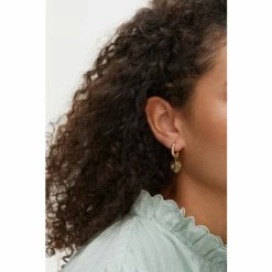 Oliver Bonas Womens Gold Plated Brass Adelaide Chunky Twist Hoop & Heart Charm Drop Earrings -Default Template 2 unnamed file 407