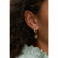 Oliver Bonas Womens Gold Plated Brass Adelaide Chunky Twist Hoop & Heart Charm Drop Earrings -Default Template 2 unnamed file 408