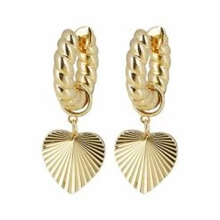 Oliver Bonas Womens Gold Plated Brass Adelaide Chunky Twist Hoop & Heart Charm Drop Earrings -Default Template 2 unnamed file 409