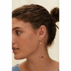 Oliver Bonas Pink Alula Round Quartz Drop Gold Plated Huggie Earrings -Default Template 2 unnamed file 414