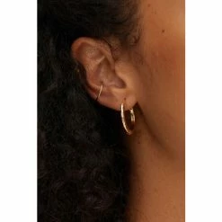 Oliver Bonas Gold Coloured Sami Textured Large Hoop Earrings -Default Template 2 unnamed file 420