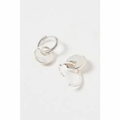 Oliver Bonas Francesca Mother Of Pearl Curve Inlay Disc Drop Silver Earrings -Default Template 2 unnamed file 424