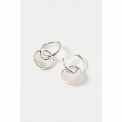 Oliver Bonas Francesca Mother Of Pearl Curve Inlay Disc Drop Silver Earrings -Default Template 2 unnamed file 425