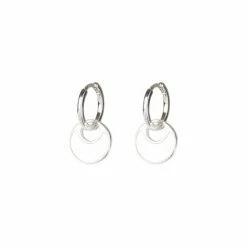 Oliver Bonas Francesca Mother Of Pearl Curve Inlay Disc Drop Silver Earrings -Default Template 2 unnamed file 426