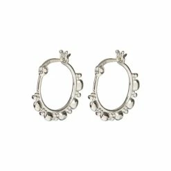 Oliver Bonas Sterling Silver Plated Dania Circle Detail Sleeper Hoop Earrings
