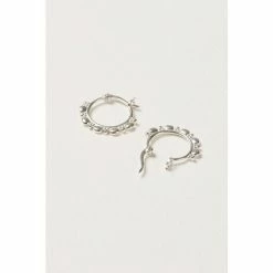 Oliver Bonas Sterling Silver Plated Dania Circle Detail Sleeper Hoop Earrings -Default Template 2 unnamed file 429
