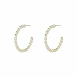 Oliver Bonas Gold Ilaria Dot Detail Gold Plated Hoop Earrings Large