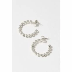 Oliver Bonas Small Silver Tone Ilaria Dot Detail Hoop Earrings