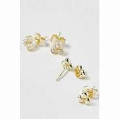 Oliver Bonas Amaya Dot And Pearl Gold Tone White Stud Earrings 2 Pack -Default Template 2 unnamed file 460