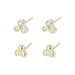 Oliver Bonas Amaya Dot And Pearl Gold Tone White Stud Earrings 2 Pack -Default Template 2 unnamed file 464