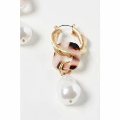 Oliver Bonas Natural Kali Golden And Tort Interlinked Chains And Faux Pearl Drop Hoop Earrings -Default Template 2 unnamed file 471