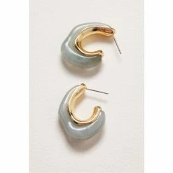 Oliver Bonas Green Enora Organic Shaped Resin Inlay Hoop Earrings
