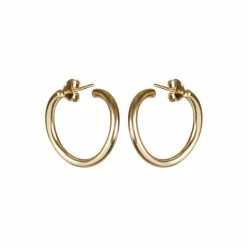 Oliver Bonas Megumi Circle Loop Gold Plated Brass Hoop Earrings