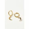 Oliver Bonas Luna Engraved Moon Gold Plated Brass Drop Huggie Earrings -Default Template 2 unnamed file 499