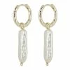 Oliver Bonas Adria White Long Pearl Gold Plated Hoop Earrings -Default Template 2 unnamed file 504