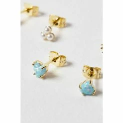 Oliver Bonas Blue Ula Flower Pearl And Heart Gold Plated Stud Earrings Pack Of Three -Default Template 2 unnamed file 514