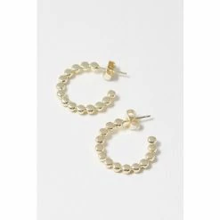 Oliver Bonas Gold Ilaria Dot Detail Gold Plated Hoop Earrings Small