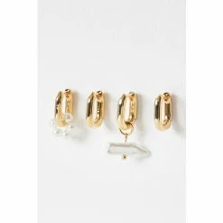 Oliver Bonas Gold Bondi Pearl Mismatched Hoop Earrings Pack Of Four -Default Template 2 unnamed file 531
