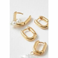 Oliver Bonas Gold Bondi Pearl Mismatched Hoop Earrings Pack Of Four -Default Template 2 unnamed file 534