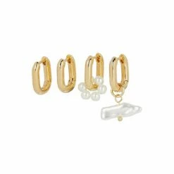 Oliver Bonas Gold Bondi Pearl Mismatched Hoop Earrings Pack Of Four -Default Template 2 unnamed file 538