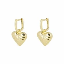 Oliver Bonas Oceania Heart Drop Gold Plated Hoop Earrings