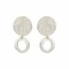 Oliver Bonas Silver Tone Disc Drop Earrings