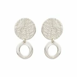Oliver Bonas Silver Tone Disc Drop Earrings