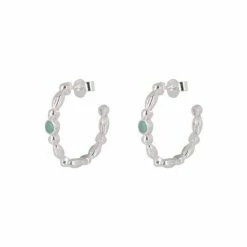 Oliver Bonas Blue Chara Bobble Blue Amazonite Inlay Silver Hoop Earrings -Default Template 2 unnamed file 563
