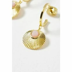 Oliver Bonas Pink Sydney Opal Stone Gold Plated Hoop Earrings -Default Template 2 unnamed file 567