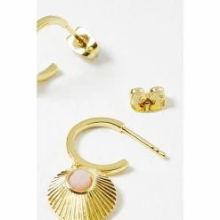 Oliver Bonas Pink Sydney Opal Stone Gold Plated Hoop Earrings -Default Template 2 unnamed file 568