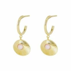 Oliver Bonas Pink Sydney Opal Stone Gold Plated Hoop Earrings -Default Template 2 unnamed file 571