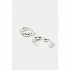Oliver Bonas Silver Tone Cisco Twisted Huggie Earrings -Default Template 2 unnamed file 574