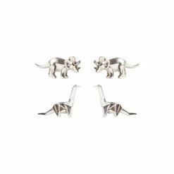 Oliver Bonas Isla Nublar Silver Dino Stud Earrings Set Of Two