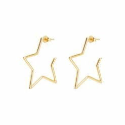 Oliver Bonas Star Outline Large Gold Plated Hoop Earrings