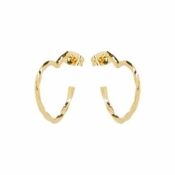 Oliver Bonas Heart Twist Outline Gold Plated Hoop Earrings