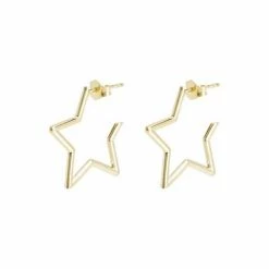 Oliver Bonas Star Outline Medium Gold Plate Brass Hoops -Default Template 2 unnamed file 601