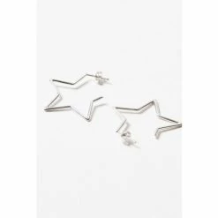 Oliver Bonas Silver Tone Star Outline Large Hoop Earrings -Default Template 2 unnamed file 604